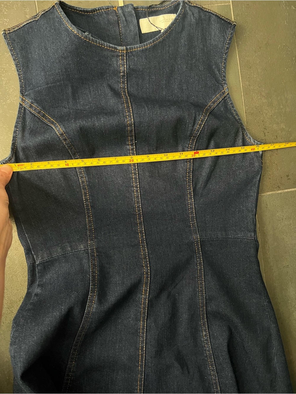 ZARA Dark Denim Sleeveless Midi Dress, Size L. - Picture 9 of 12